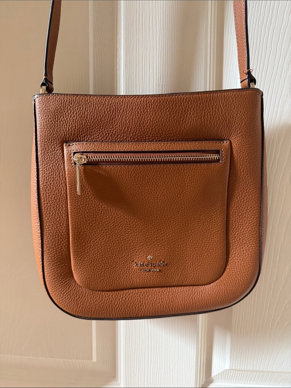 kate spade Pebbled Leather Crossbody in Tan Cognac